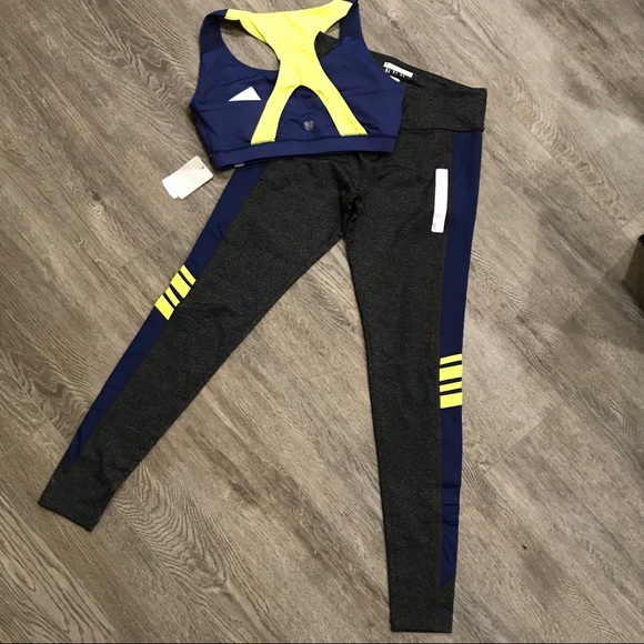 NWT Two Piece Set Yoga Workout Gym Legging Pants & Racerback Sport Bra Outfit - Picture 2 of 8